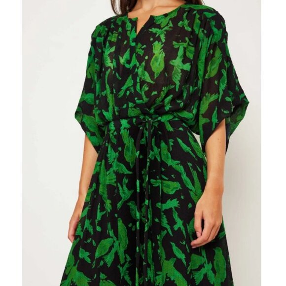 Essentiel Antwerp Women's Green 3/4 Sleeve Oversized Evray Wrap Dress Size M - Picture 3 of 6
